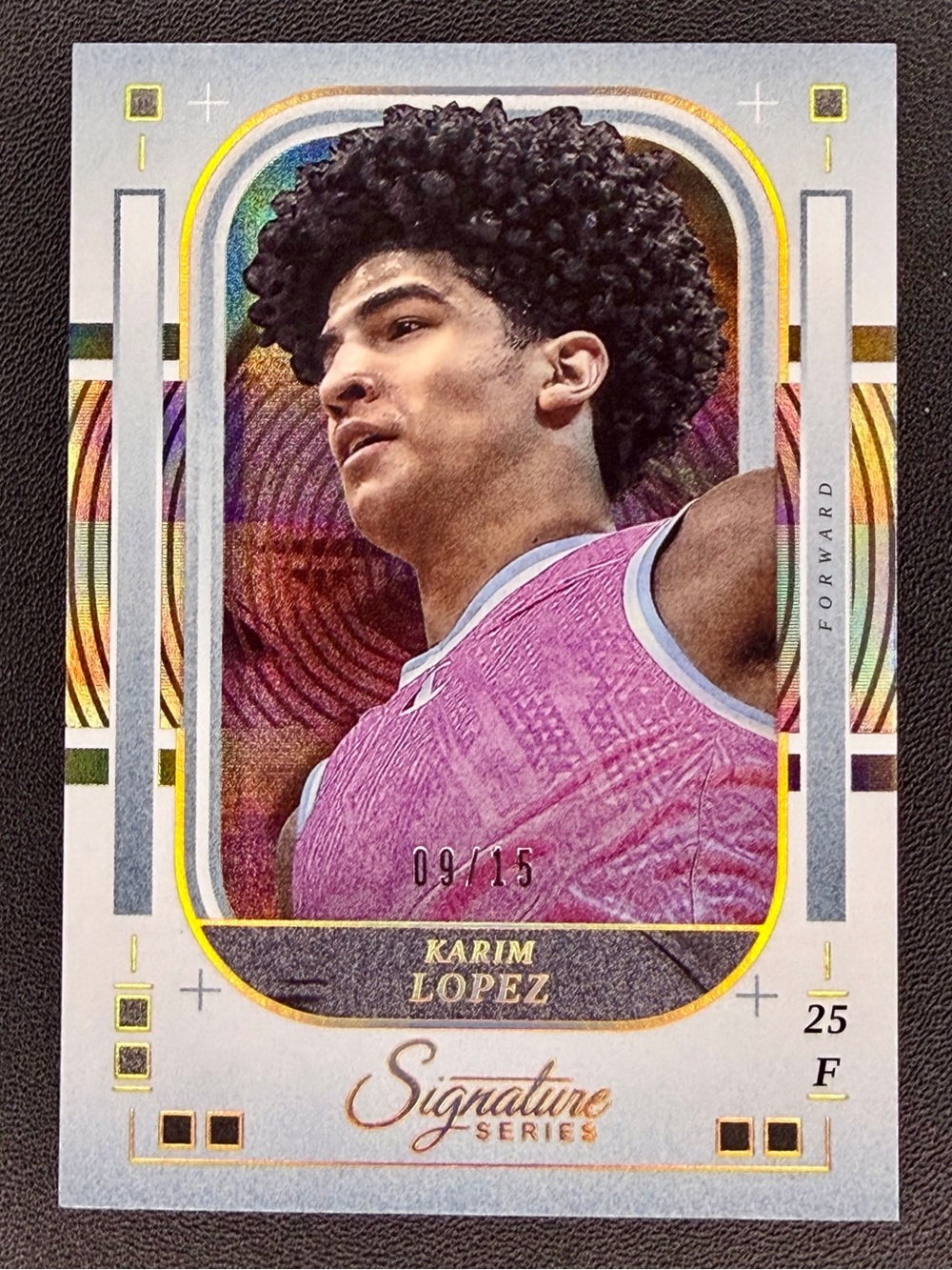 2025-26 Panini Signature Series Basketball Karim Lopez Gold Plaid /15 First #69